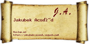 Jakubek Acsád névjegykártya